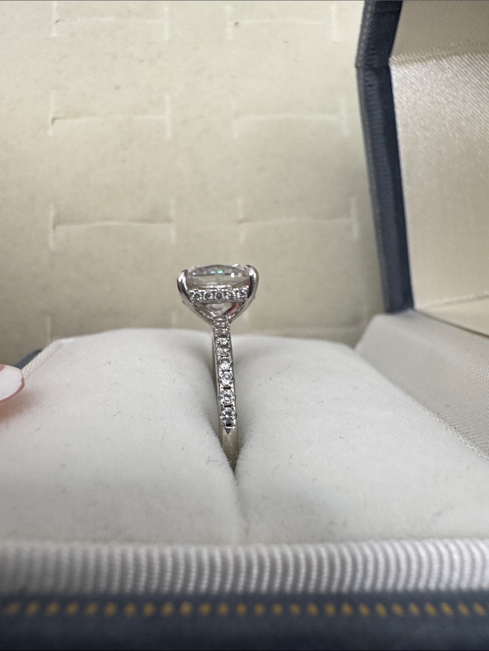 3.0 Carat Cushion Cut Moissanite Ring, D Color VVS1 Clarity, 925 S  size 8 - Picture 6 of 8